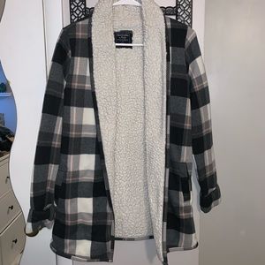 Abercrombie & Fitch plaid Sherpa cardigan